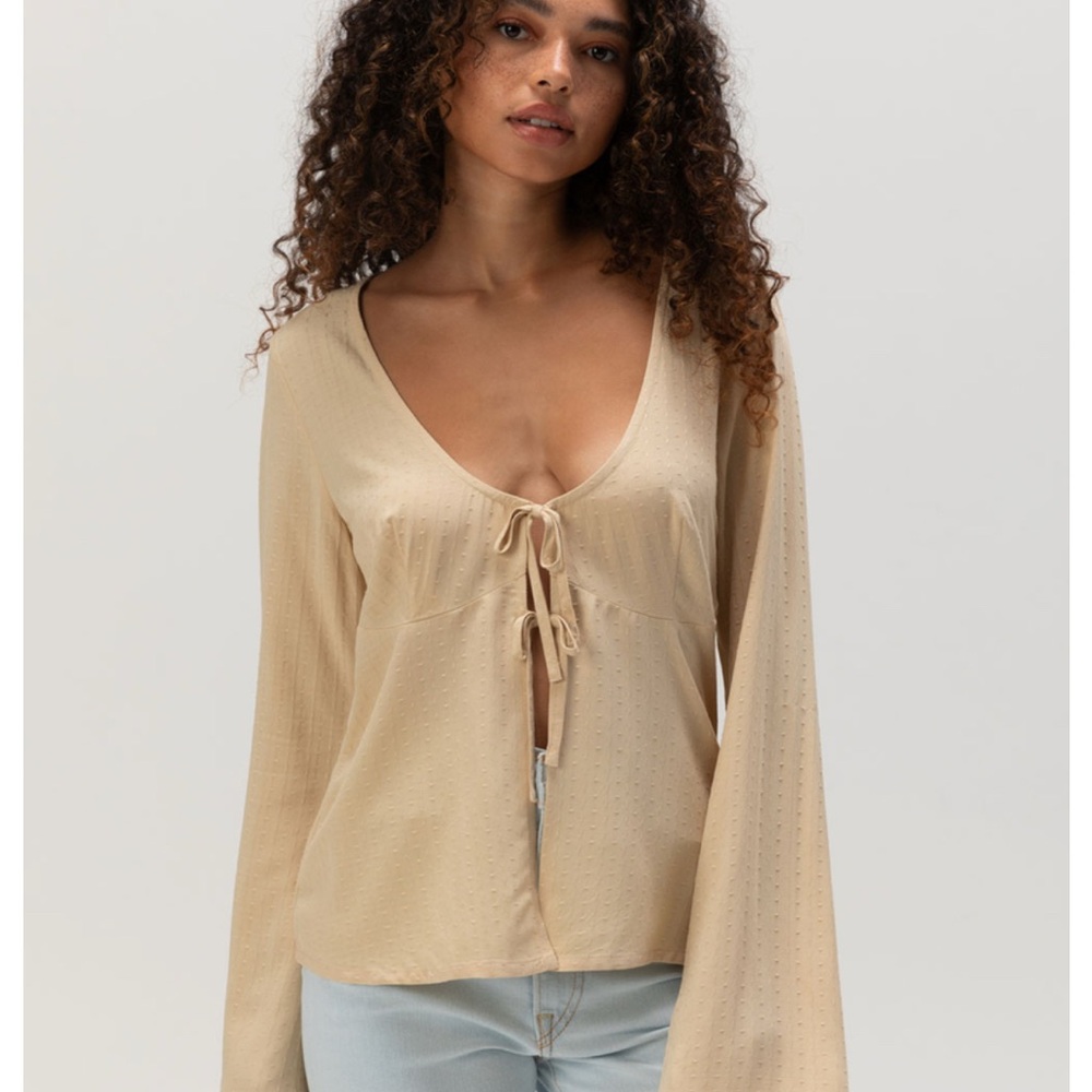 Brixton Cream Tie-Front Top - small